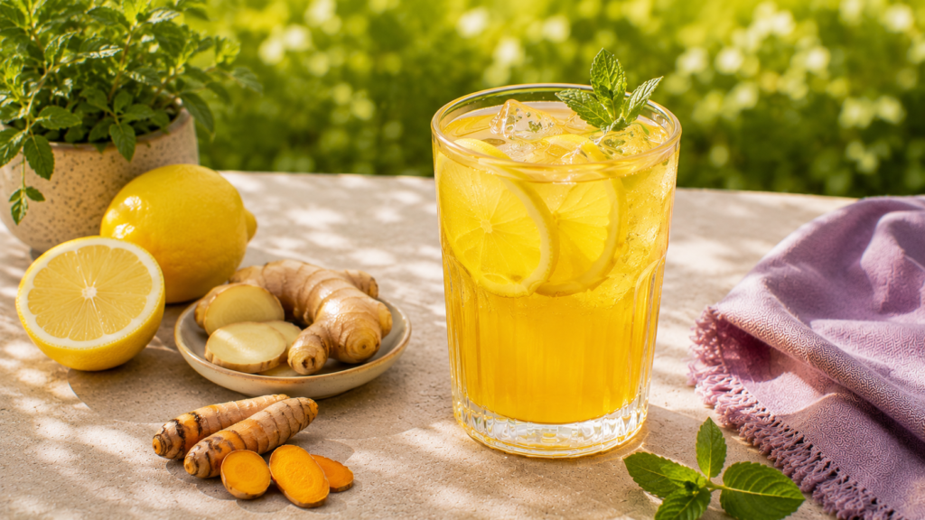 Kurkumás-gyömbéres aranylimonádé citrommal
