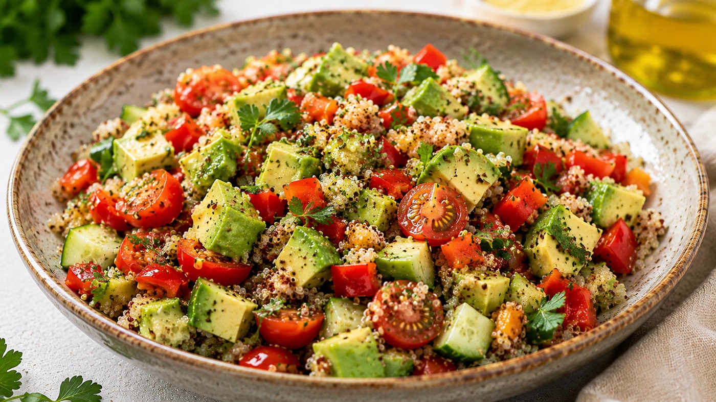 Avokádós quinoa saláta