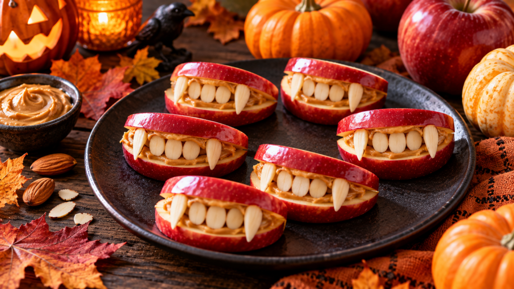 Halloween Vámpírmosoly almafalatok